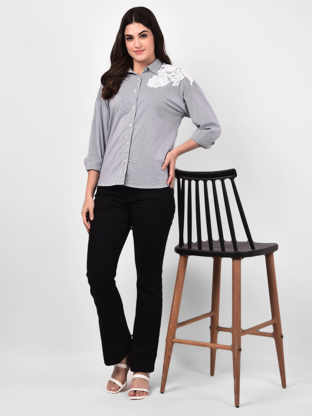 Numero Uno Women Striped Embroidered Shirt